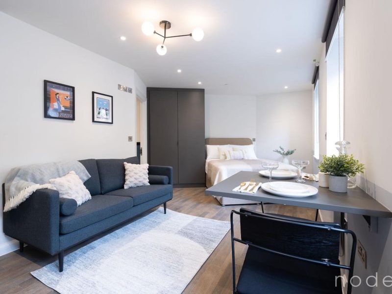 Node London Brixton - Apt 10 - Dining Room- Living Room- Bedroom-1 WM