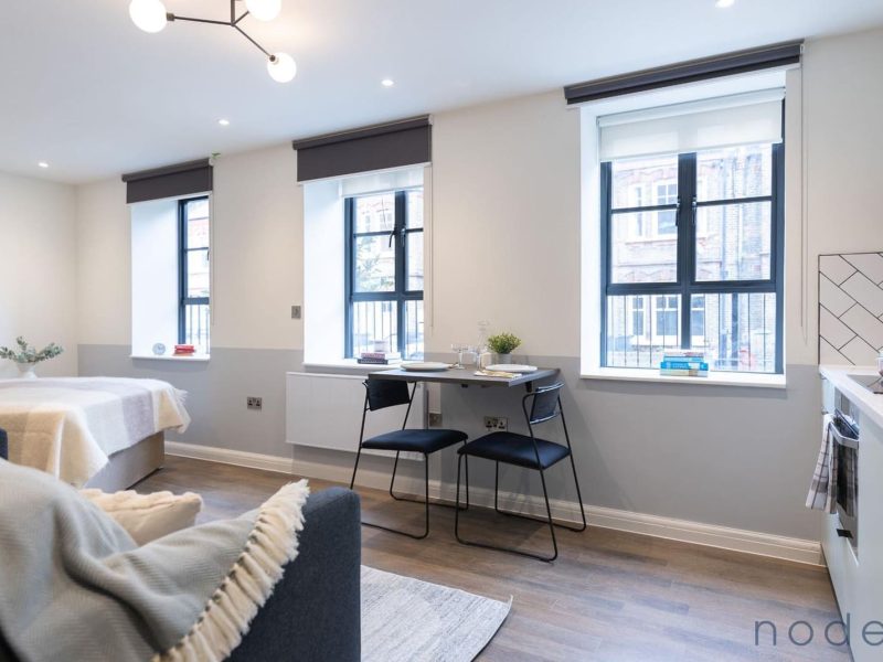 Node London Brixton - Apt 10 - Kitchen- Dining Room- Living Room- Bedroom-1 WM