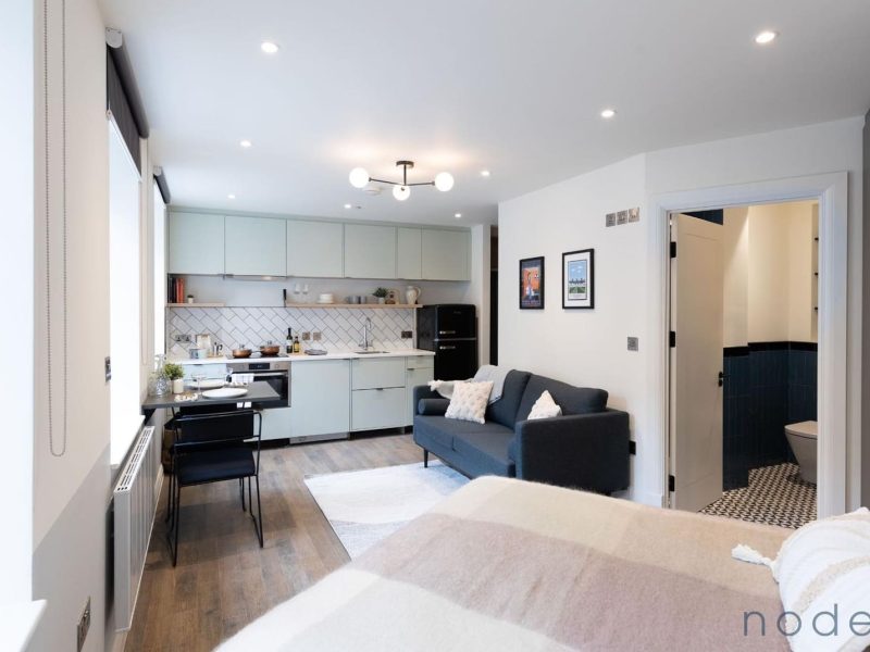 Node London Brixton - Apt 10 - Kitchen, Living Room, Dining Room -Bedroom-1 WM